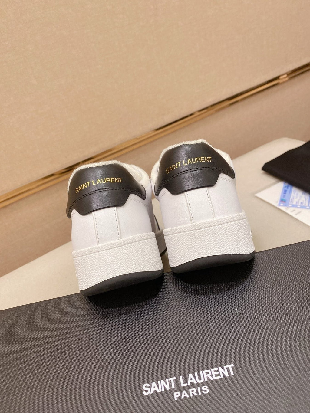 Saint Laurent White & Black Toe-Cap Sneakers