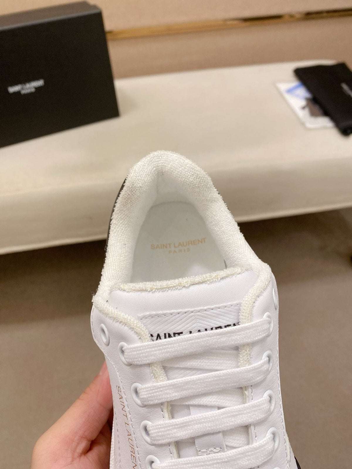Saint Laurent White & Black Toe-Cap Sneakers