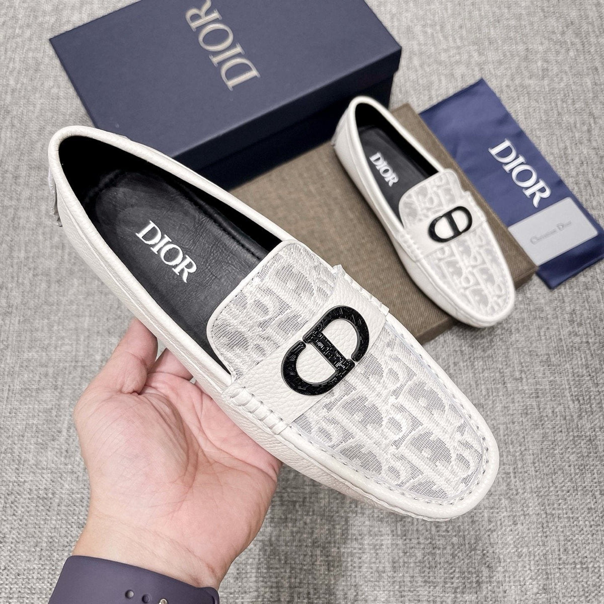 Dior Men's Patterned Strap Loafers