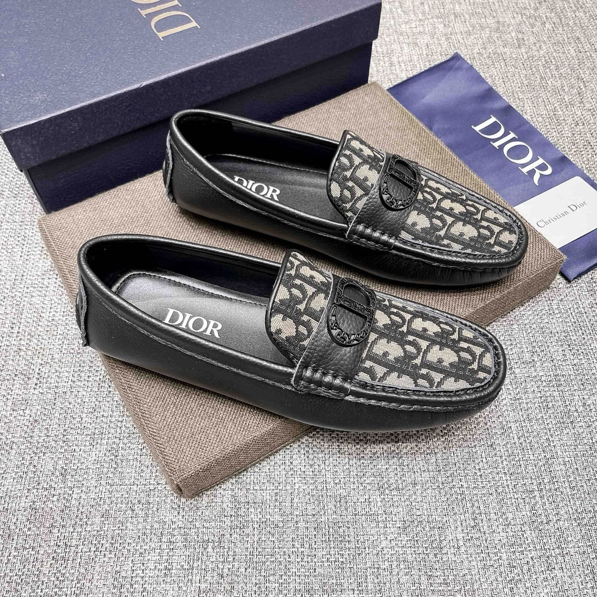 Dior Men's Patterned Strap Loafers