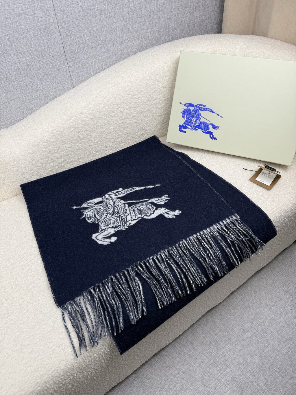 Burberry Reversible Fringed Equestrian Scarf