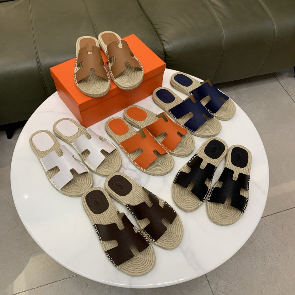 Hermès Men's H-Cut Braided Footbed Slide Sandals