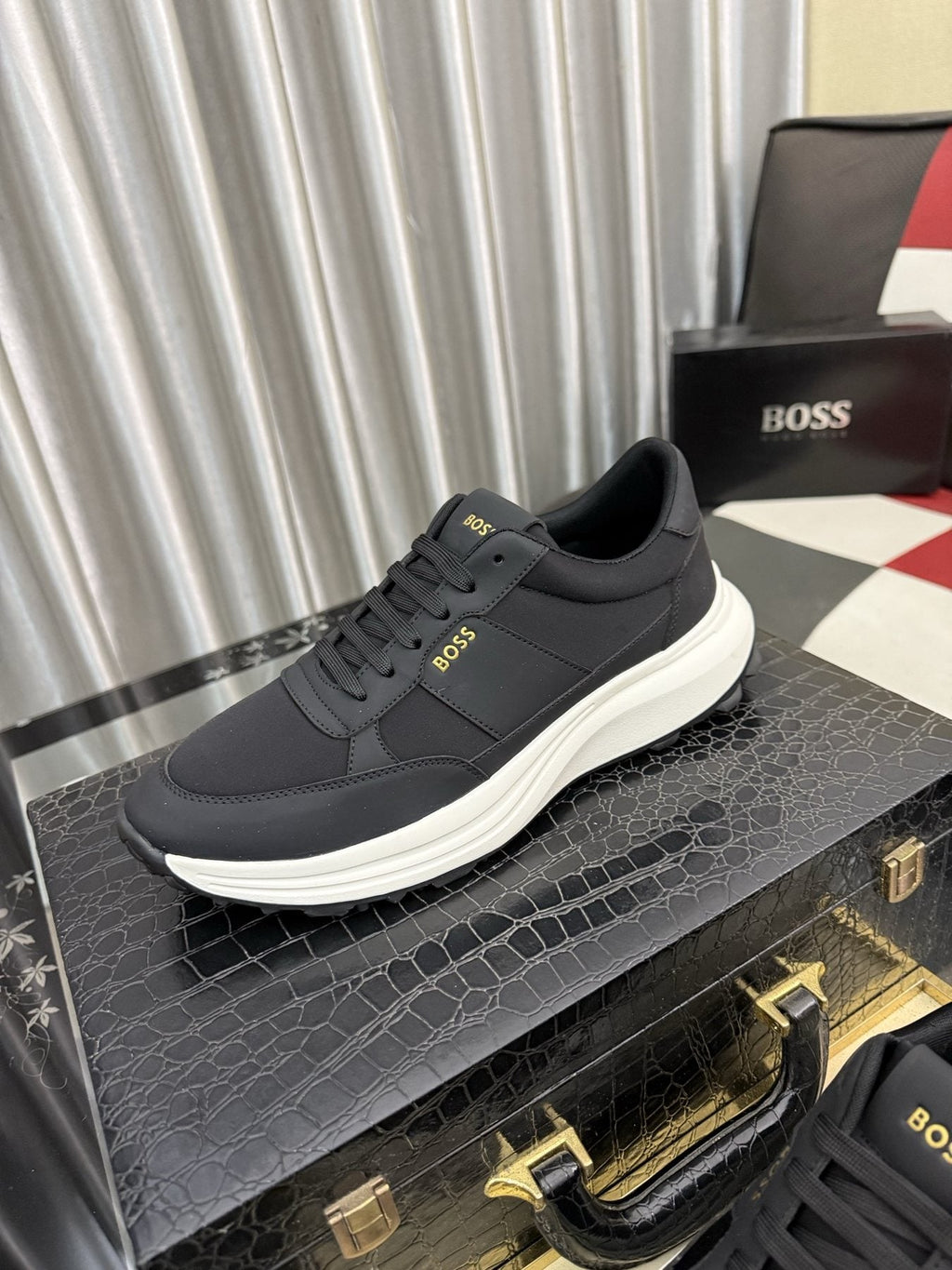 BOSS Men's Layered Low-Top Sneakers