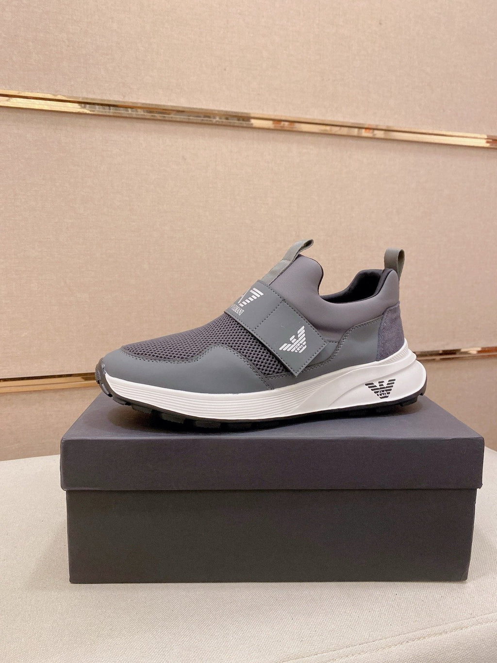 Emporio Armani Branded Strap Slip-On Sneakers