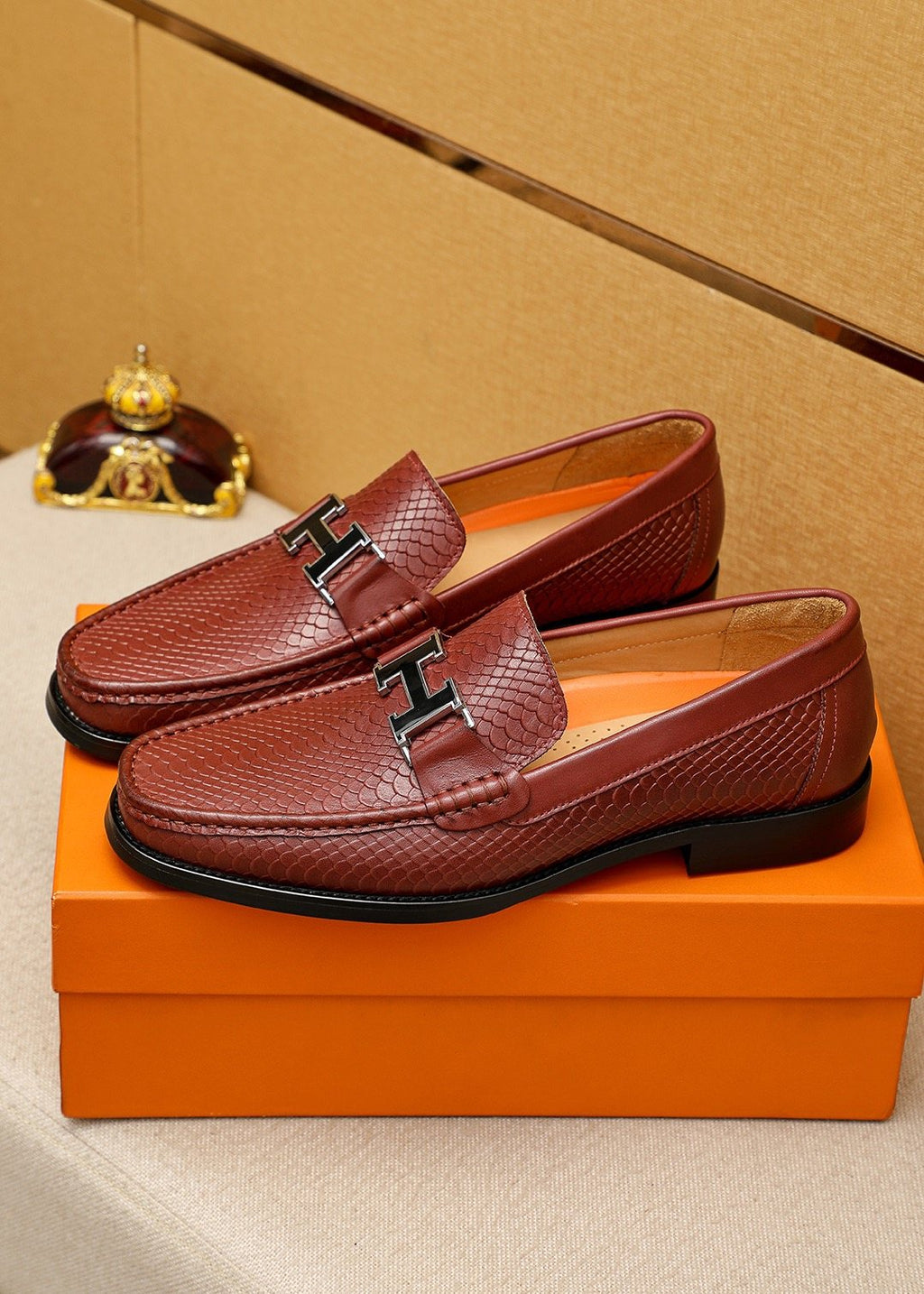 Hermès Textured H-Hardware Loafers