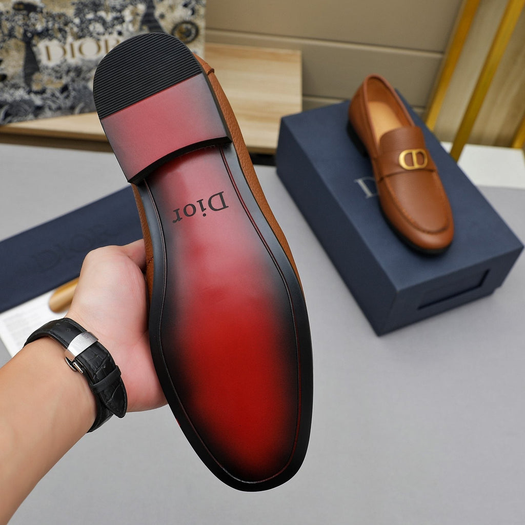 Dior Men's Pebbled Leather Hardware Loafers