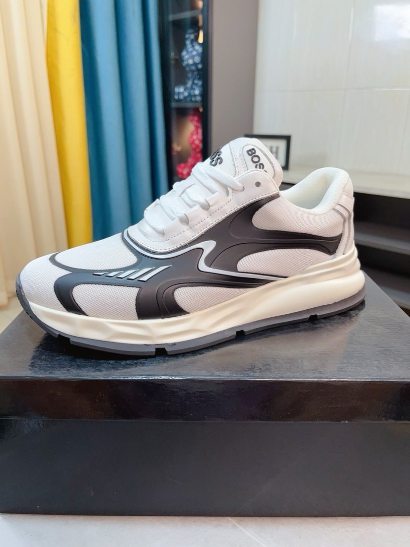 BOSS Men's Mesh Panel Athletic Sneakers