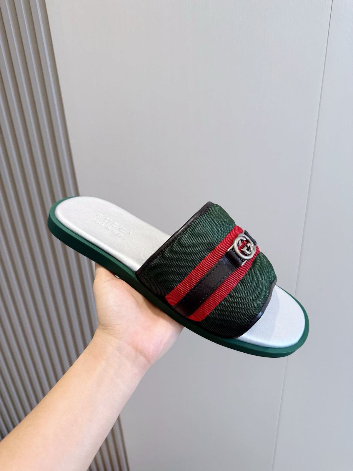 Gucci Men's Interlocking G Stripe Slide Sandals
