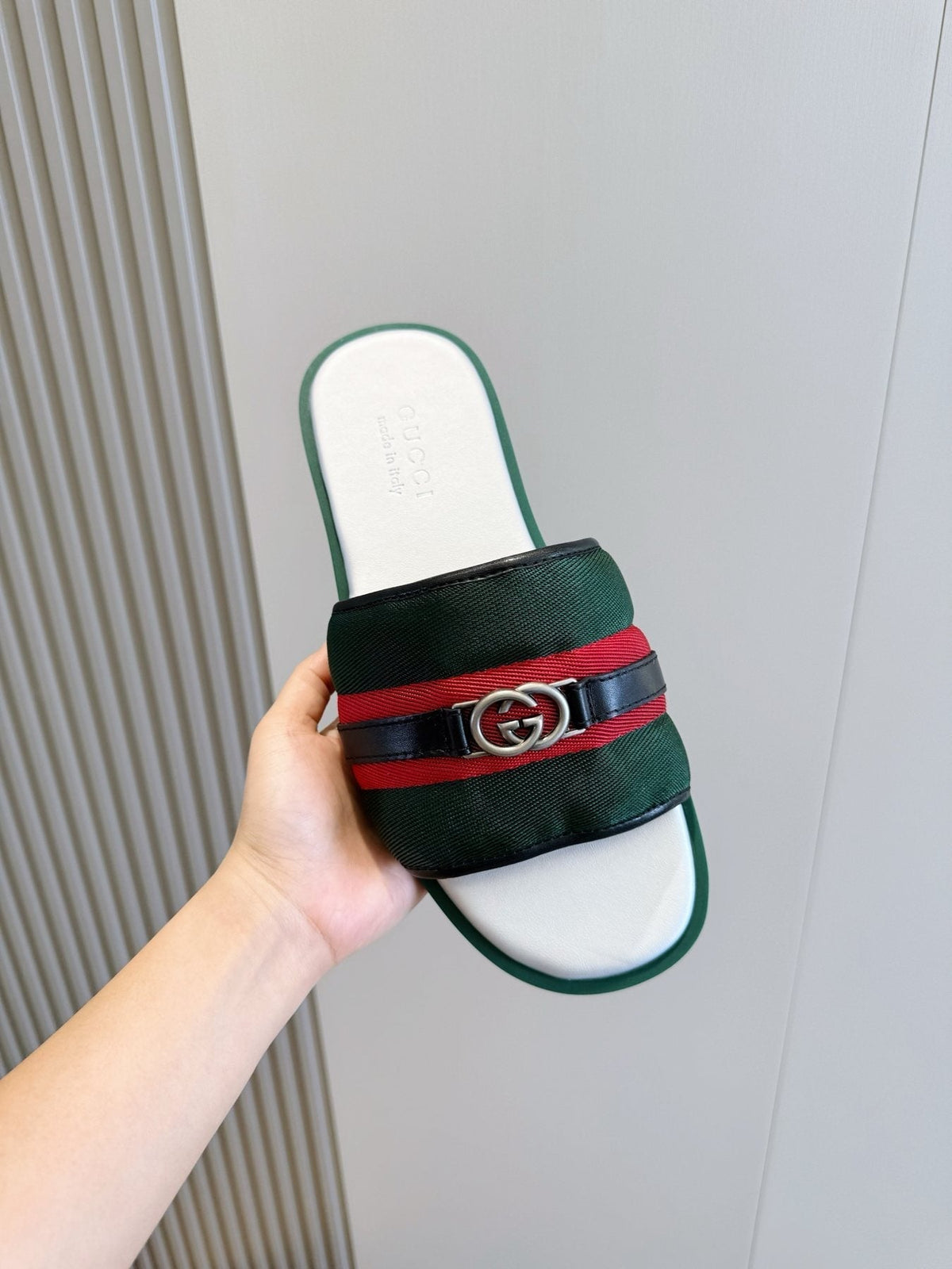 Gucci Men's Interlocking G Stripe Slide Sandals