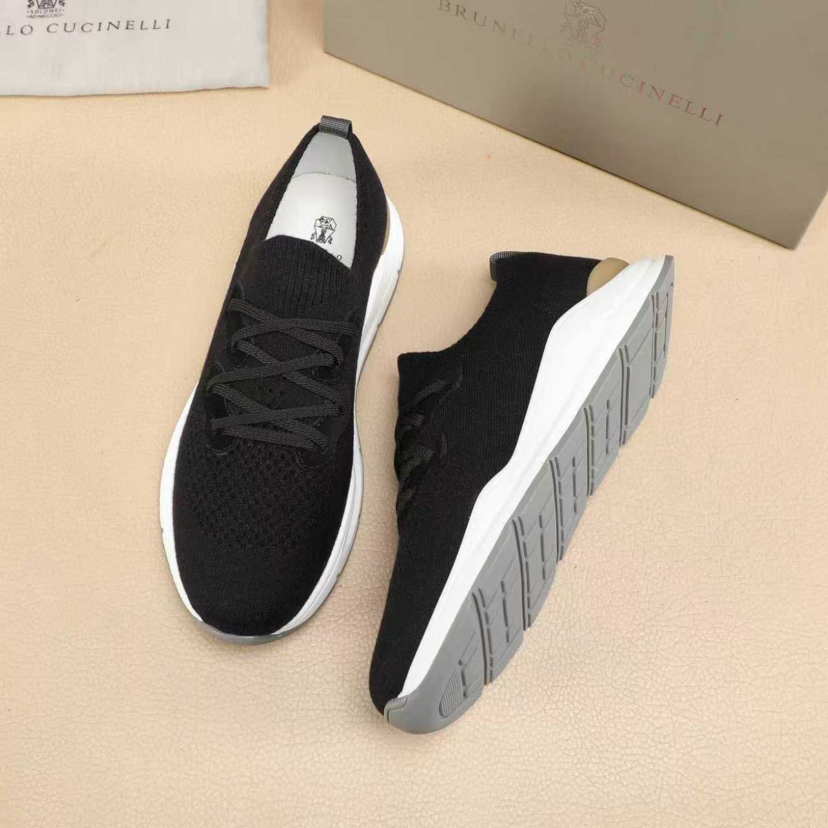 Brunello Cucinelli Knit Lace-Up Sneakers