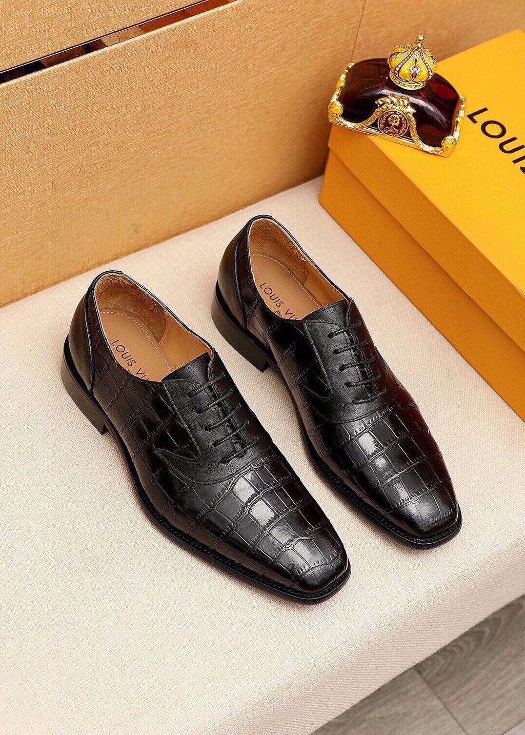 Louis Vuitton Embossed Lace-Up Dress Shoes