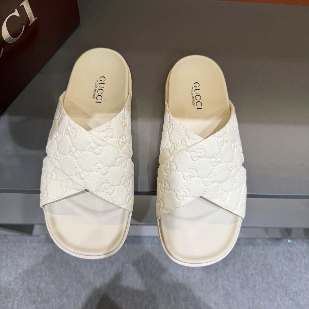 Gucci Men's GG Monogram Crossover Slide Sandals