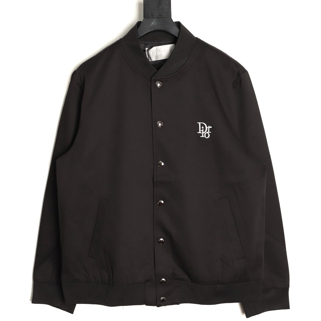 Dior Floral-Detail Back-Logo Varsity Jacket - Black