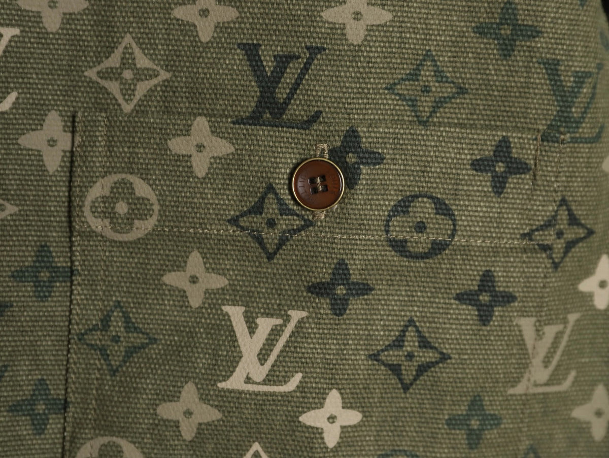 Louis Vuitton Monogram-Style Panelled Shirt Jacket - Olive Green