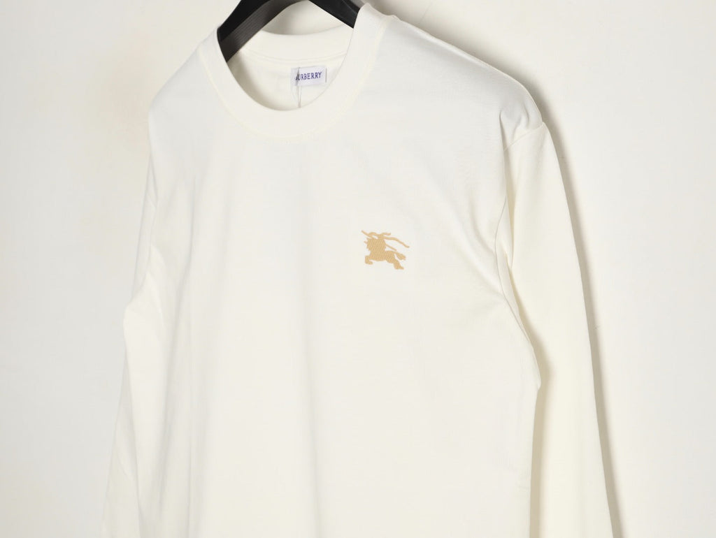 Burberry Oval Equestrian Back-Graphic Long-Sleeve Top - Cream