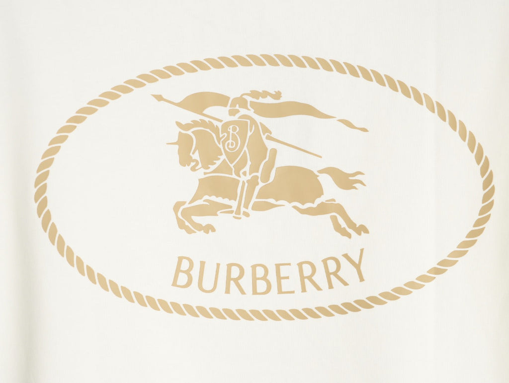 Burberry Oval Equestrian Back-Graphic Long-Sleeve Top - Cream